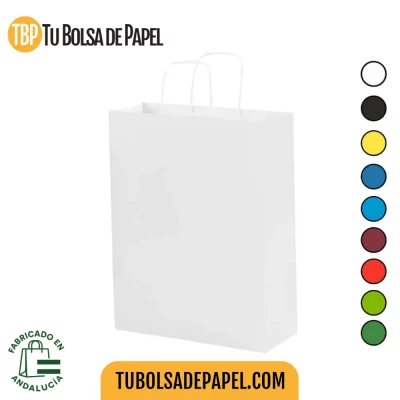 bolsas de papel blanca asa rizada