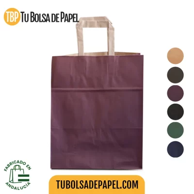 Bolsas de papel asa plana kraft color burdeos