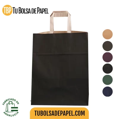 Bolsas de papel asa plana kraft color negro