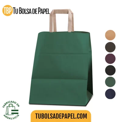 Bolsas de papel asa plana kraft verde