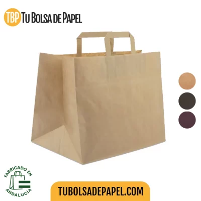Bolsas de papel asa plana kraft Ancho especial color kraft