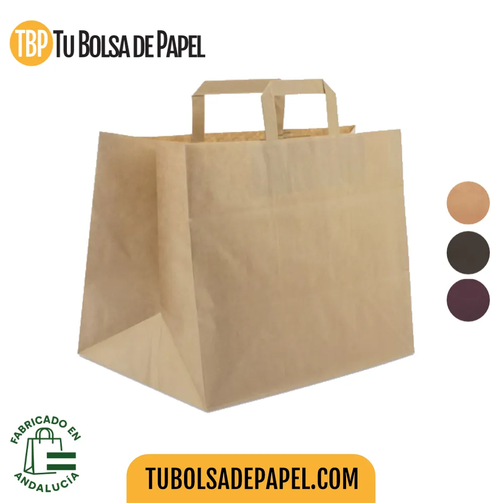 Bolsas de papel asa plana kraft Ancho especial color kraft