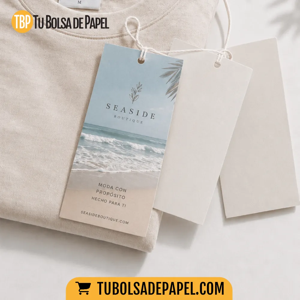 Etiquetas Colgantes Personalizadas 9 x 5 cm - todo color una cara