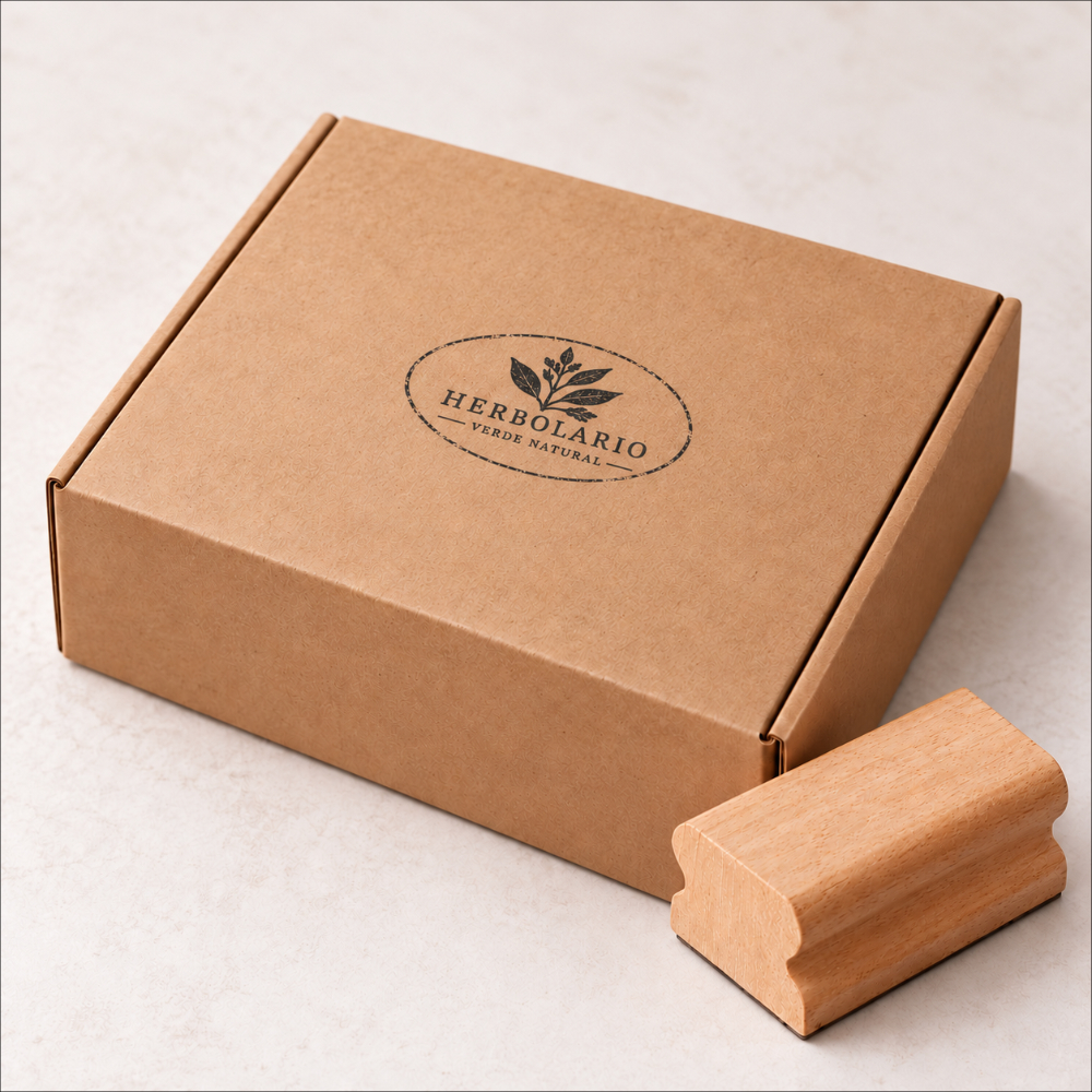 Caja de presentación en cartón color Kraft - personaliza con sello