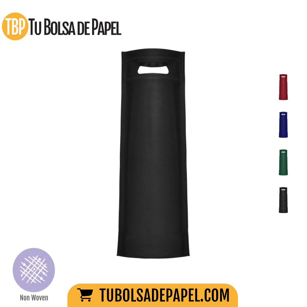 Bolsas reutilizables non woven Termosellada Negra para botellas