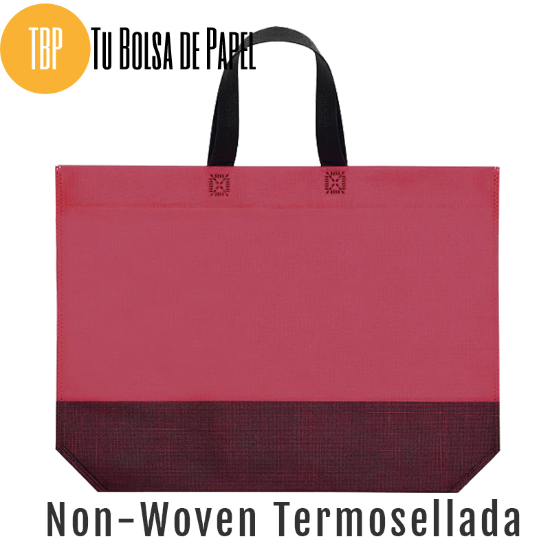 Bolsas reutilizables non woven Termosellada Bicolor rosetón y negro