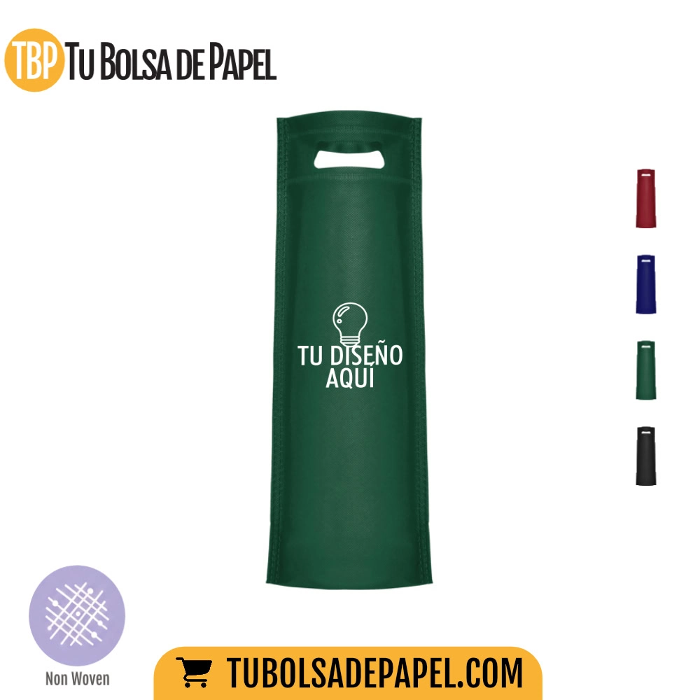 Bolsas reutilizables non woven Termosellada Verde oscuro Para botellas