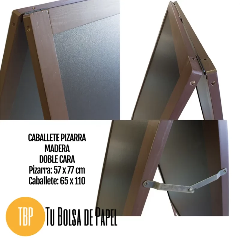 Caballete Pizarra Madera Doble Cara Detalles