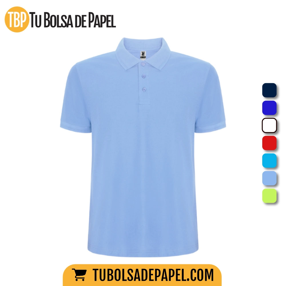 Polo infantil personalizado manga corta - Azul Celeste