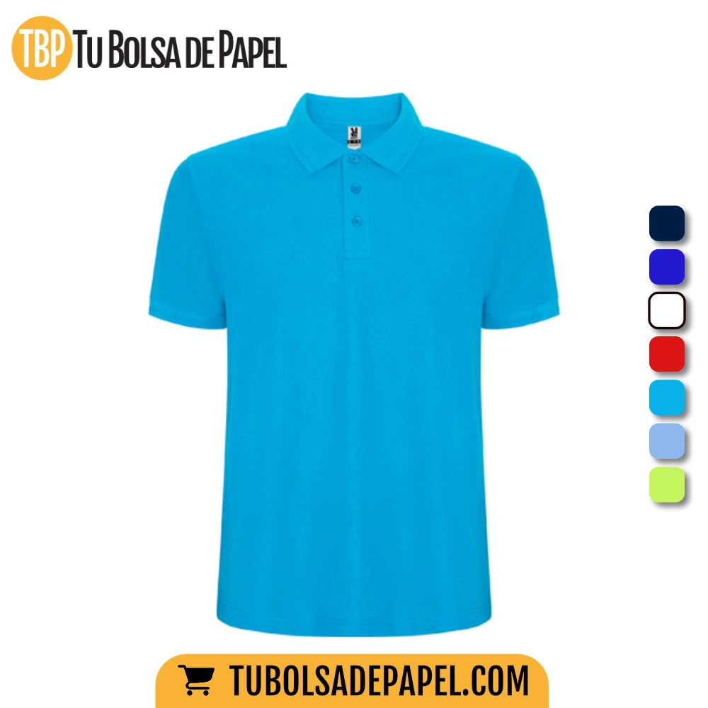 Polo infantil personalizado manga corta - turquesa