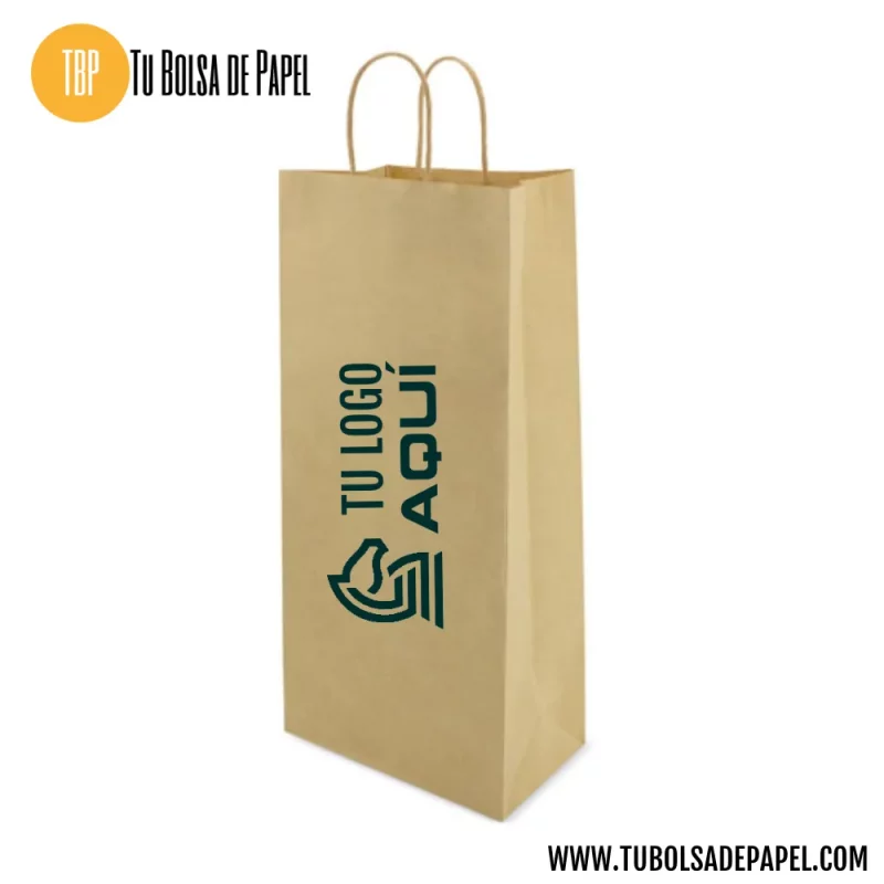 Bolsa de papel grande para dos botellas personalizada