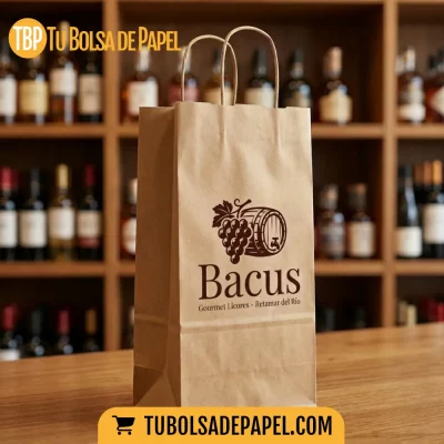 Bolsas de papel kraft personalizadas para dos botellas