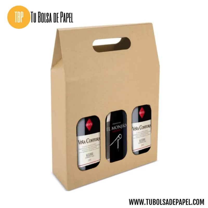 Caja de cartón para botellas triple