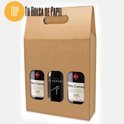 Caja de cartón para botellas triple