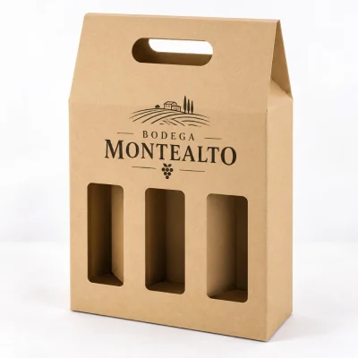 Caja para tres botellas personalizada con logo
