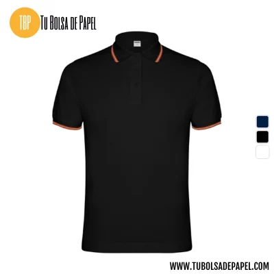 Polo hombre bandera de España bordado Negro