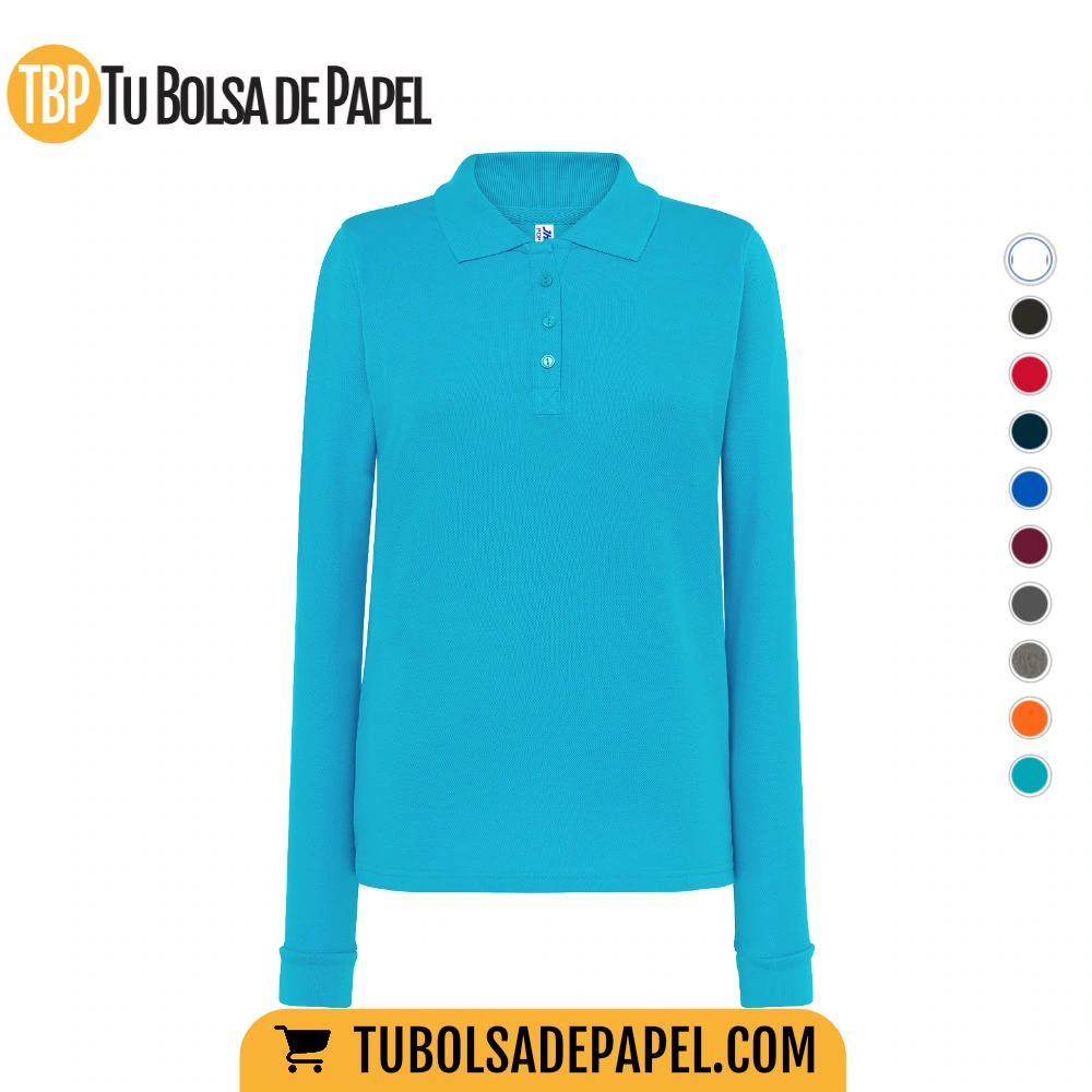 Polo Mujer Manga larga turquesa