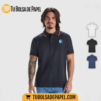 Polo bandera de España bordado blanco