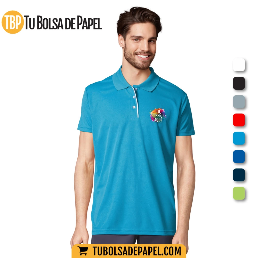 Polo deportivo hombre celeste