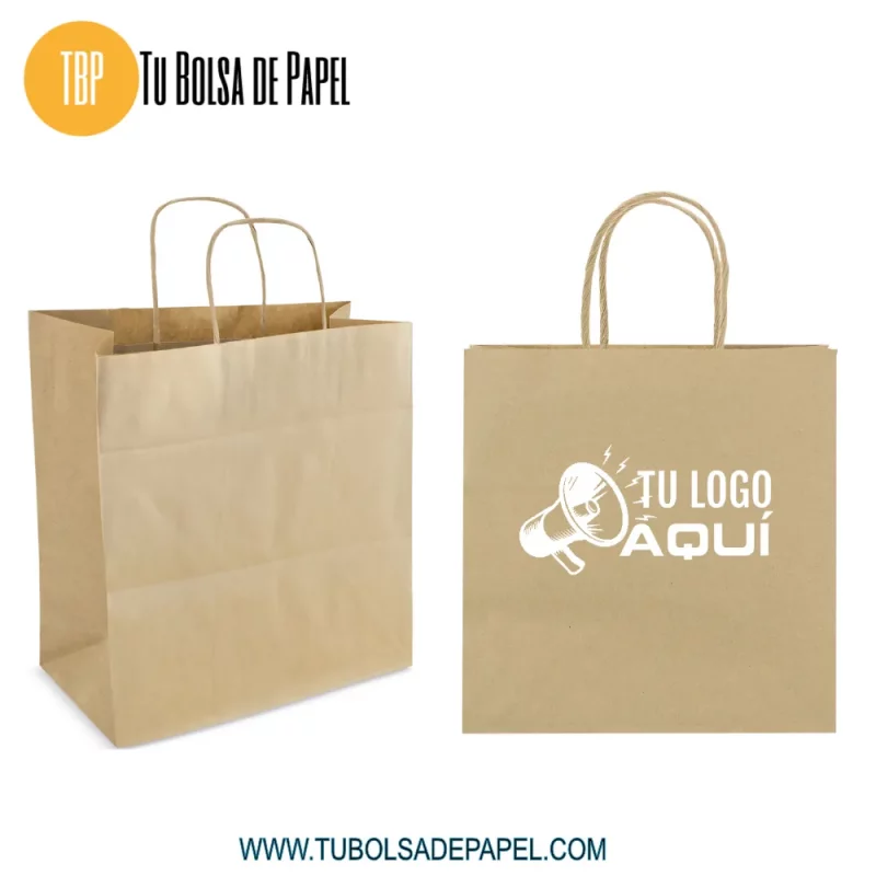 Bolsa kraft 31x20x32 cm con asas para hostelería