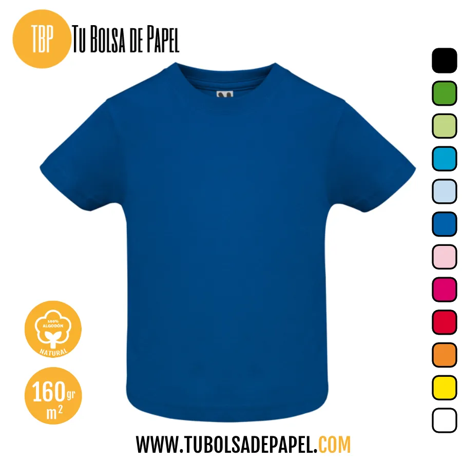Camiseta infantil mangas cortas algodón - Azul Royal