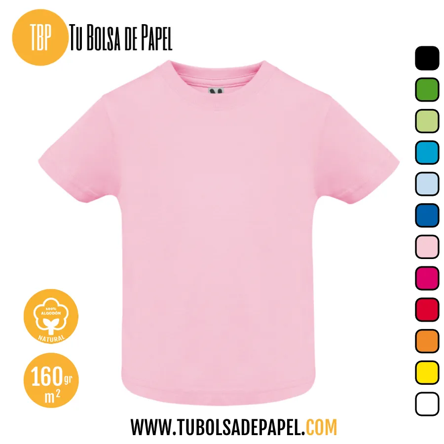 Camiseta infantil mangas cortas algodón - Rosa Claro