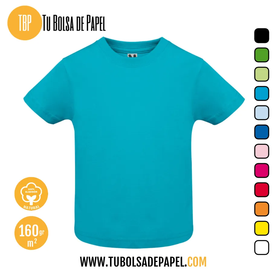 Camiseta infantil mangas cortas algodón - Turquesas