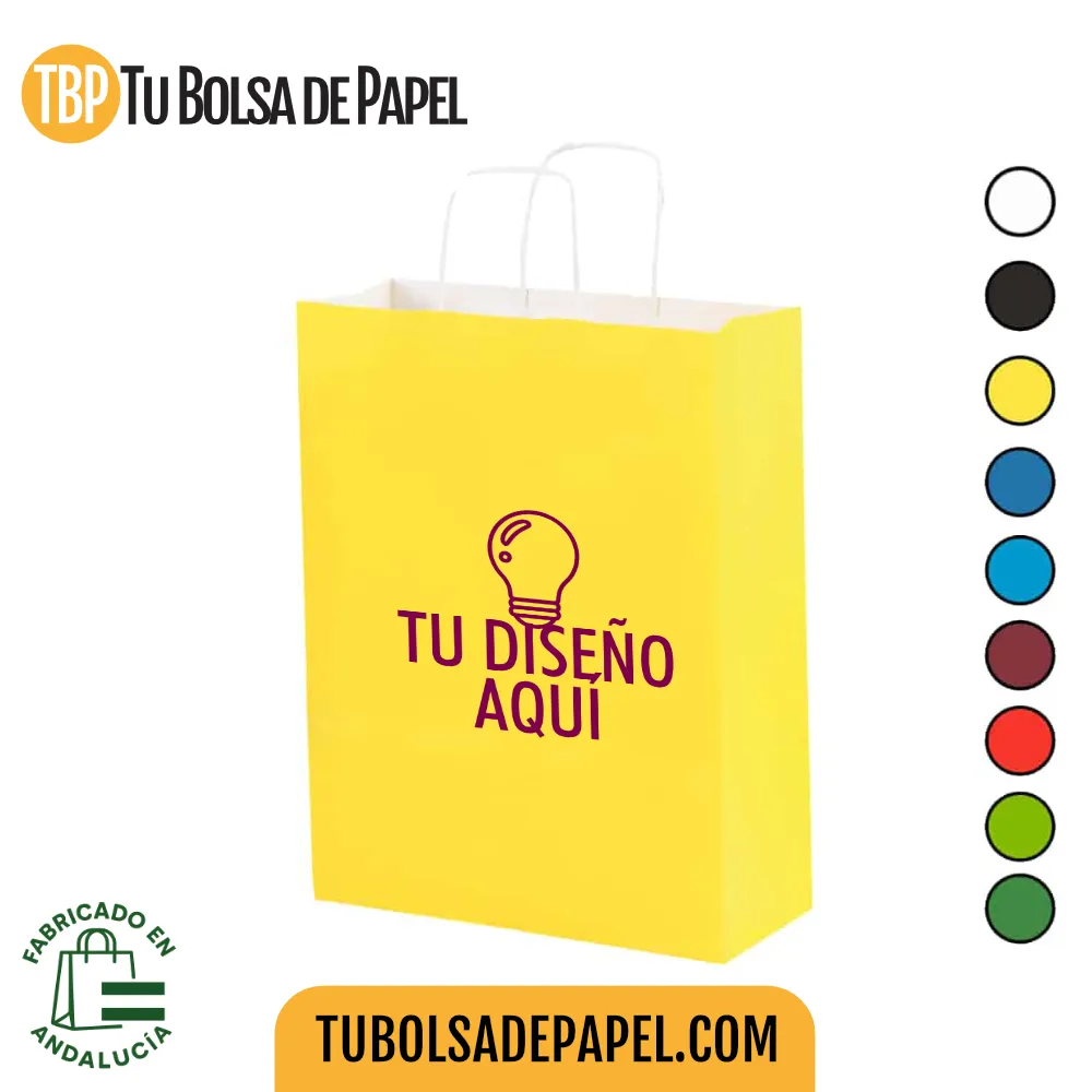 Bolsa de papel Amarilla impresa
