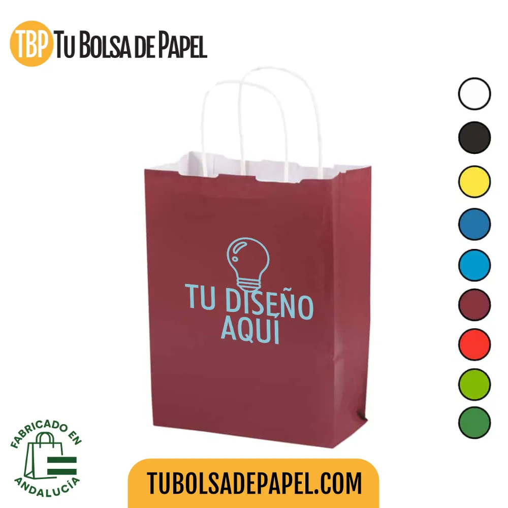 Bolsa de papel Burdeos impresa