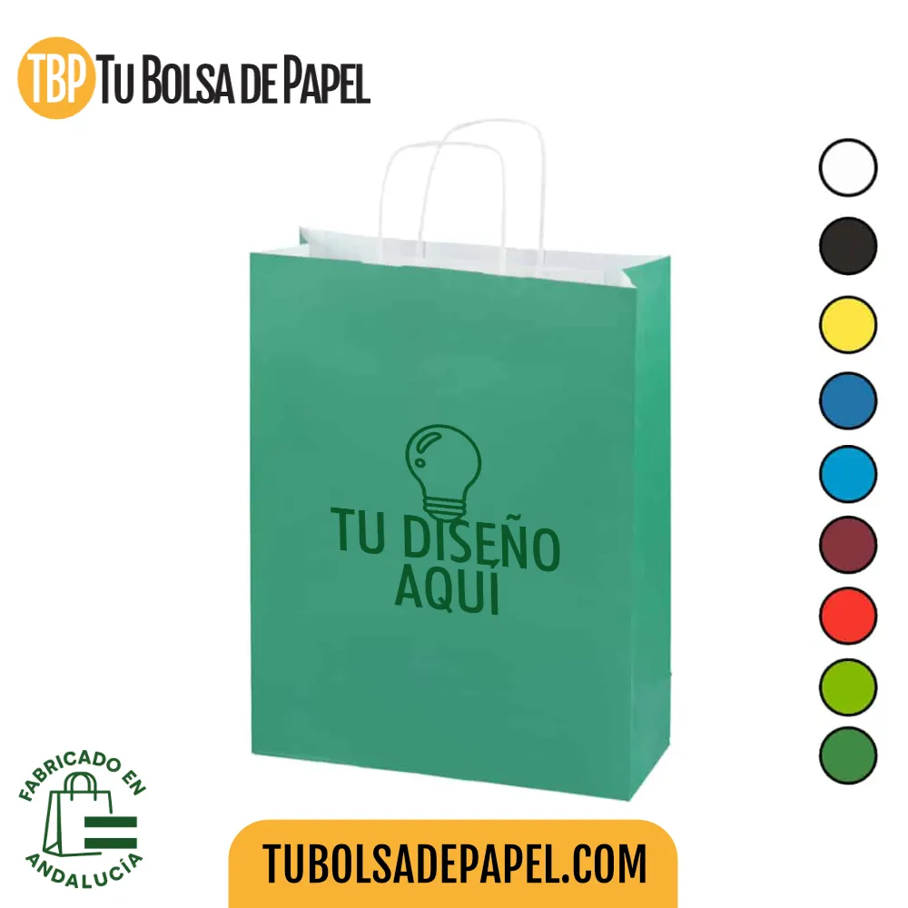 Bolsa de papel verde impresas