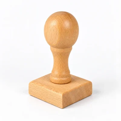 Sello cuadrado de caucho personalizado con mango de madera