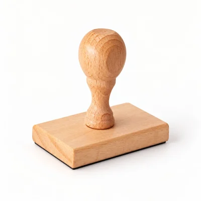Sello rectangular de caucho personalizado con montura de madera