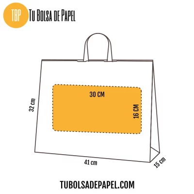 Bolsa de papel kraft Grande impresa con logo en tinta blanca