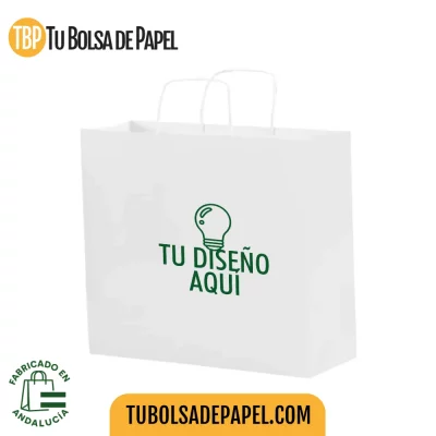 Bolsa de papel Blanca grande impresa