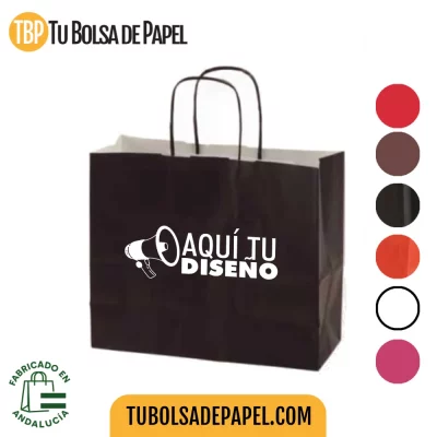 Bolsa de papel apaisada negra impresas