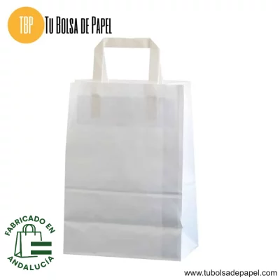 Bolsa de papel asa plana Blanca