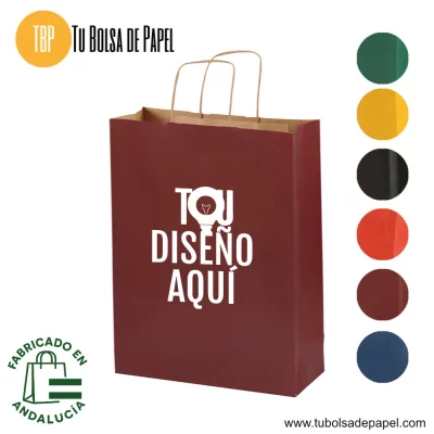 Bolsas de papel Kraft Burdeos Personalizadas