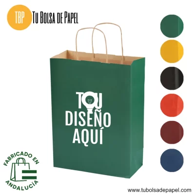 Bolsas de papel Kraft Verdes personalizada
