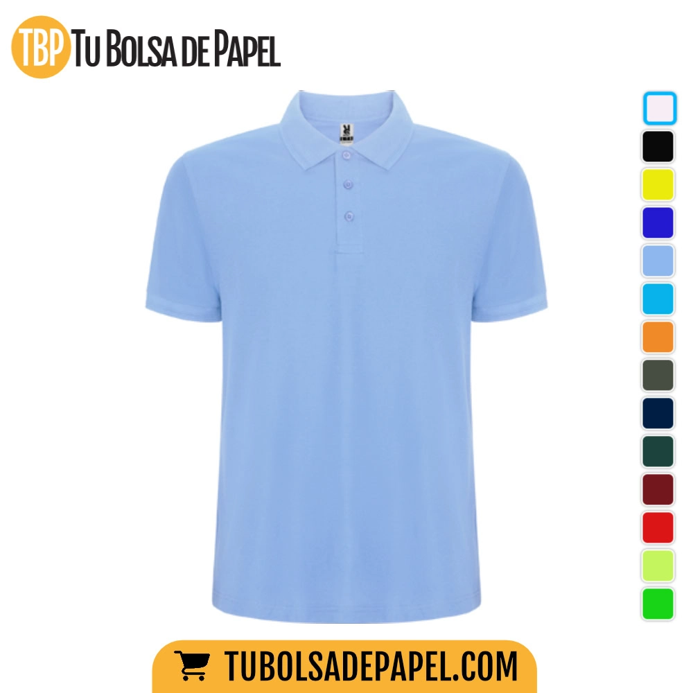 Polo Hombre Manga Corta Personalizado - Celeste