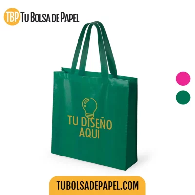 Bolsa reutilizable cuadrada non woven personalizada verde