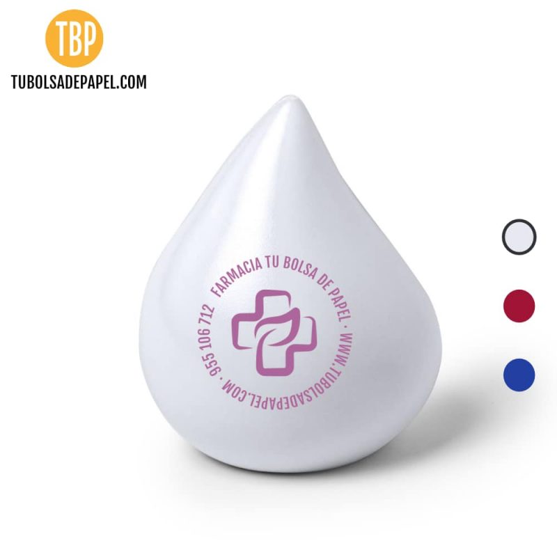 Pelota antiestrés gota blanca personalizada framacia