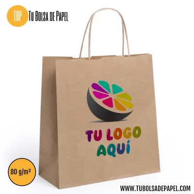 Bolsa Papel Kraft 22x23x9cm Asa Rizada Todo Color