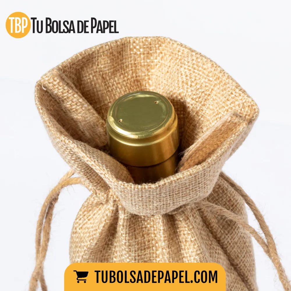 Bolsas de tela para botellas cierre cordón