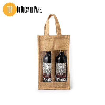 Bolsas de tela para dos botellas con ventana personalizadas