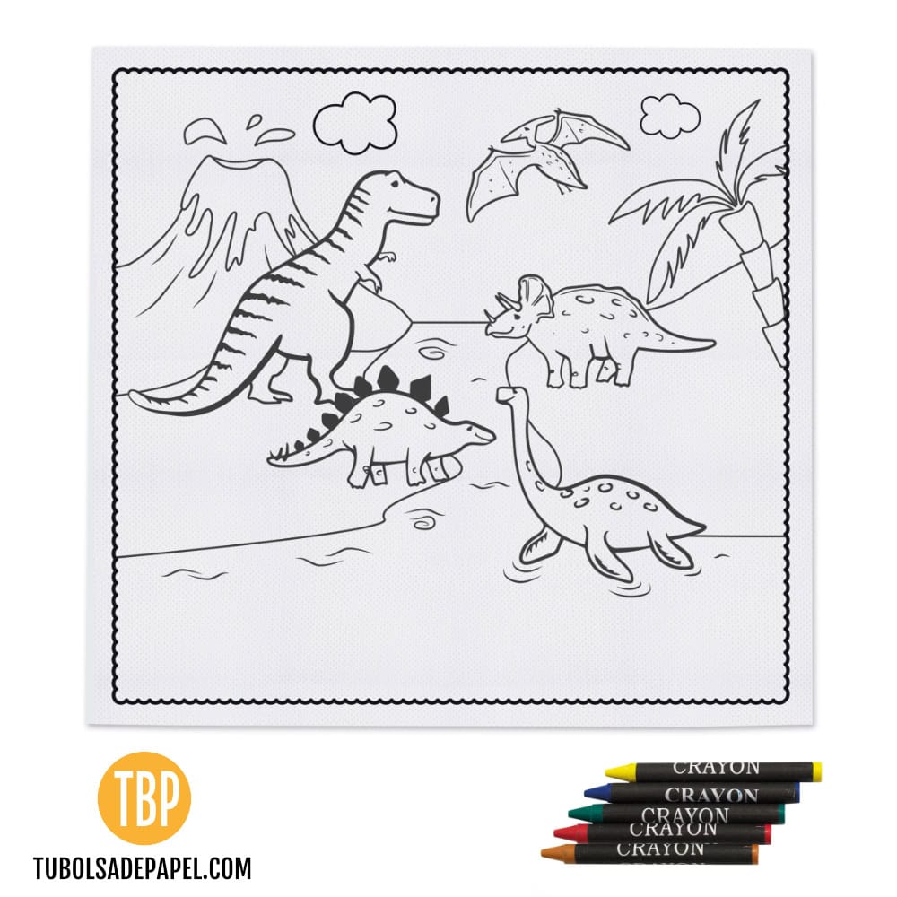 Manteles infantiles para colorear Dinosaurios