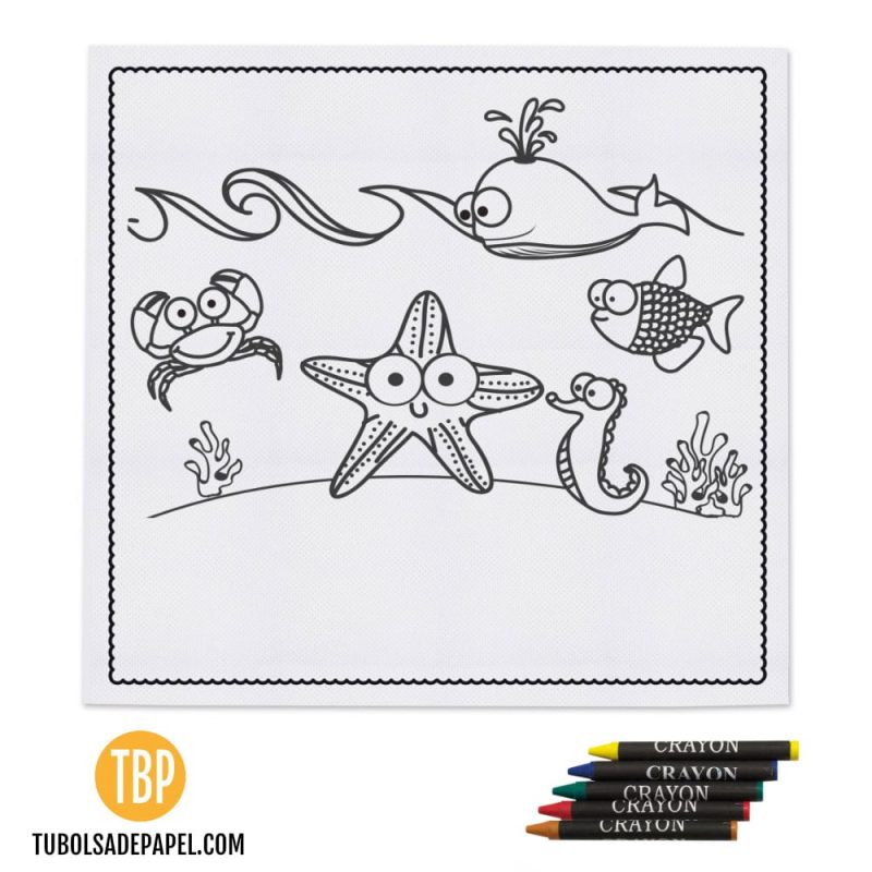 Manteles infantiles para colorear Fondo Mar