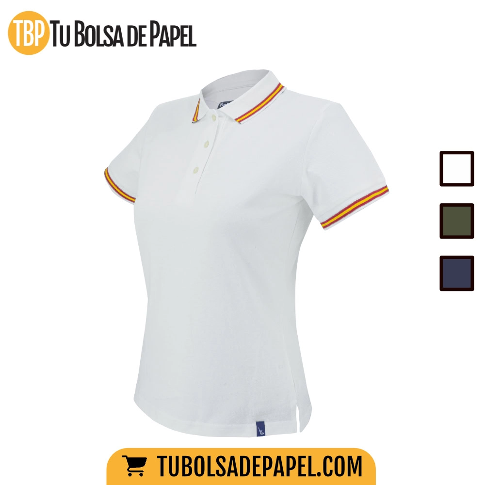 Polo Señora Bandera España personalizado - Blanco