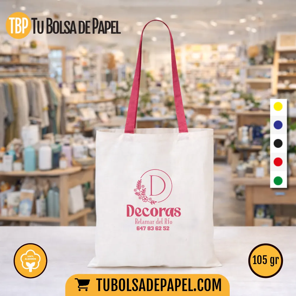 Bolsas Algodón asas colores - personalizadas - todo color
