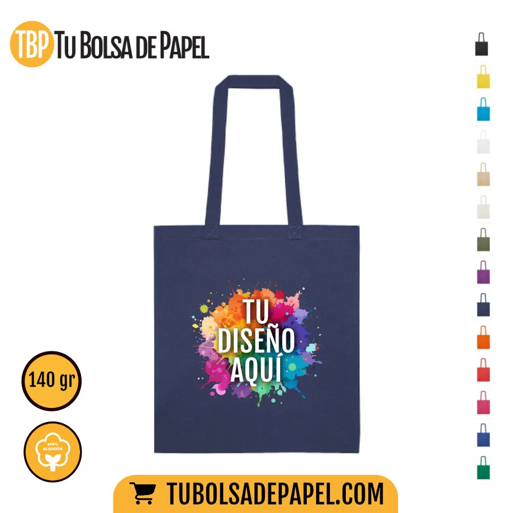 Bolsas de tela algodón Natural azul marino - personalizada todo color