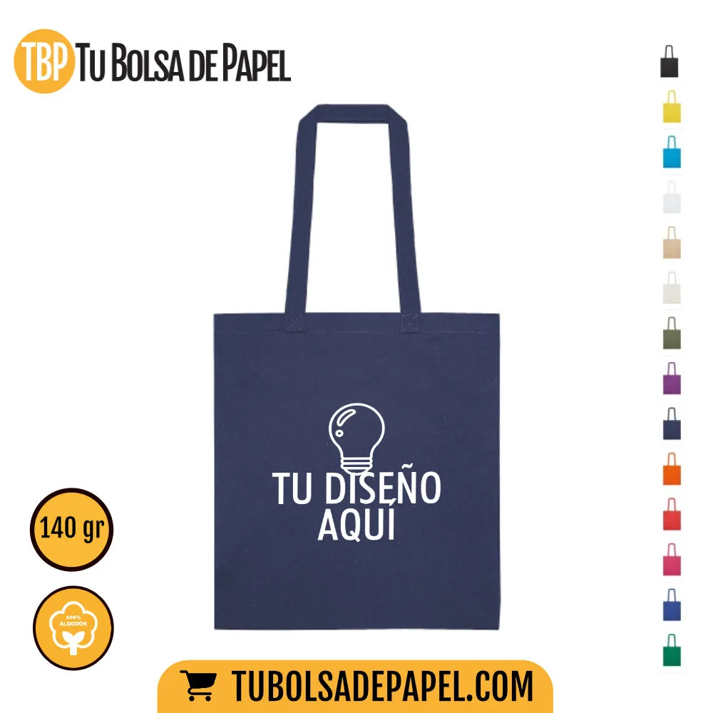 Bolsas de tela algodón Natural azul marino - personalizadas una tinta